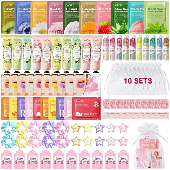 Consistent 110 PCS Spa Party Supplies for Girls Includes Face Masks Hand Cream Lip Balm Efficient