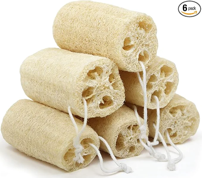 Practical 6 Pack Natural Loofah Exfoliating Body Scrubber 5 Inches Organic Luffa Bath Detailed