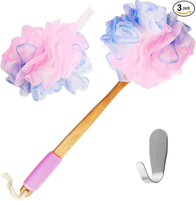 Exclusive Yoove Loofah Back Scrubber w Bamboo Charcoal Fiber Infused Bath Sponge Functional