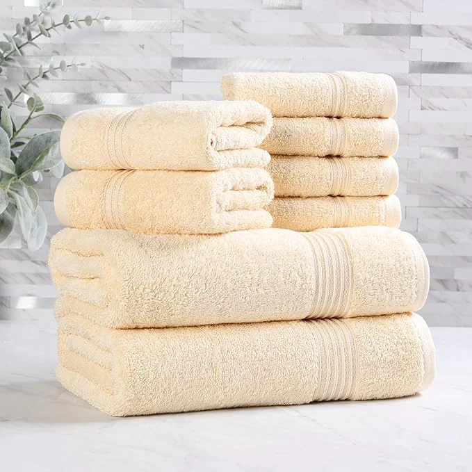 Premium Superior Egyptian Cotton 8-Piece Towel Set Guest Bath Decor Essentials Proven