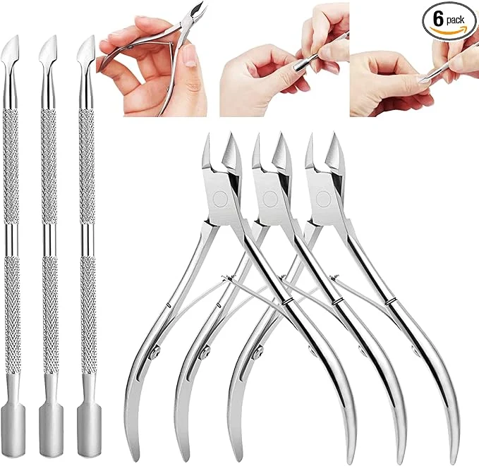 Breathable 6PCS Cuticle Trimmer with Cuticle Pusher Cuticle Kit Cuticle Nippers Manicure Healthy