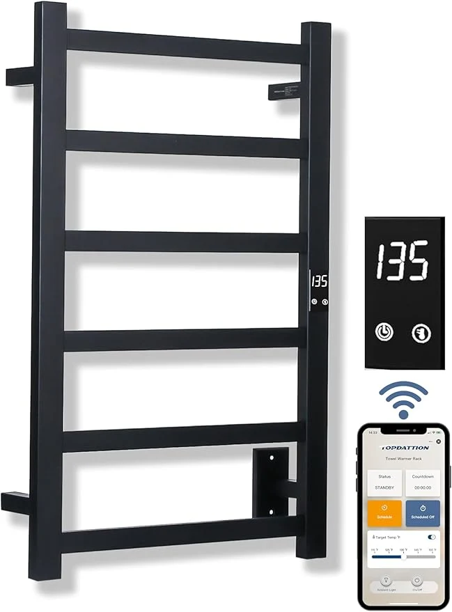 Green Topdattion Smart Wireless Electric Towel Warmer Blade Thin 6 Bar Design Flexible