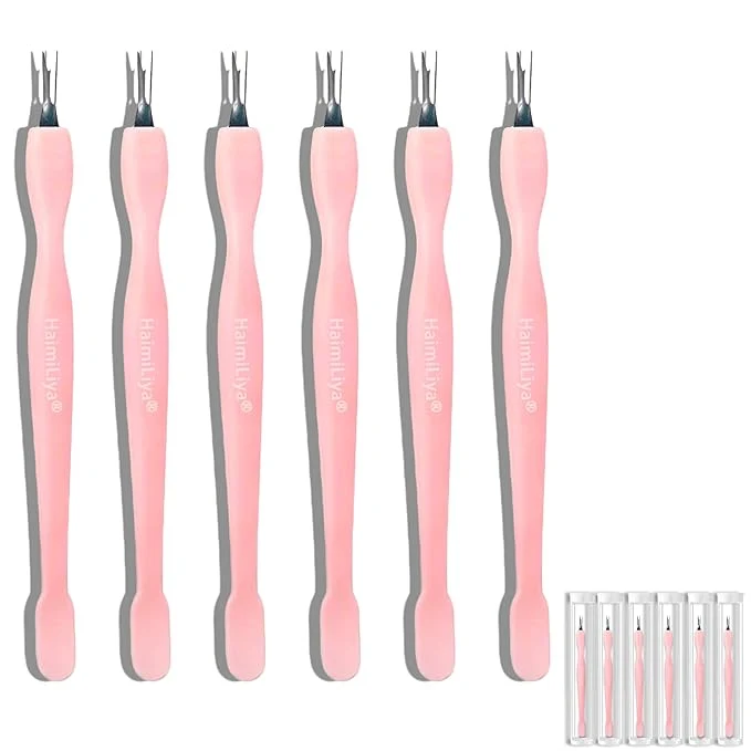 Enhanced 6Pcs 2-in-1 Cuticle Fork with Pusher Dual-end Cuticle Remover Nail Pusher Authentic