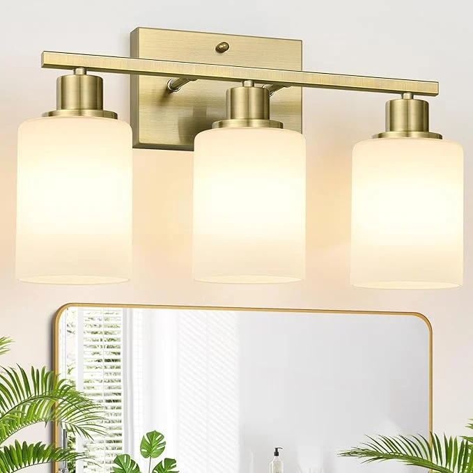 Solid MOKATNG 3-Light Bathroom Light Fixtures Aged Brass Vanity Light Secure