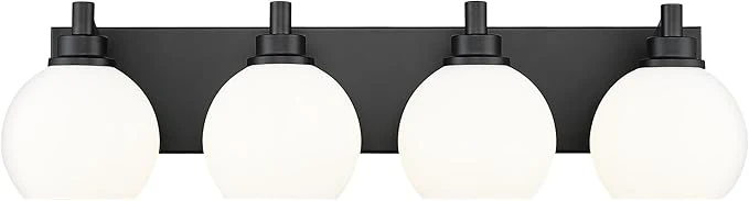 Fine Crafted Bathroom Light Fixtures 4 Light Matte Black Vanity Light 26 Inch Modern Wall Functional