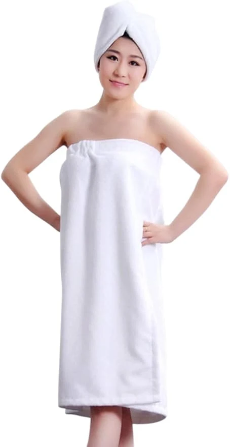 Sophisticated FakeFace Women Absorbent Microfiber Bath Towel Body Wrap Set Gym Spa Robe Dry Refined