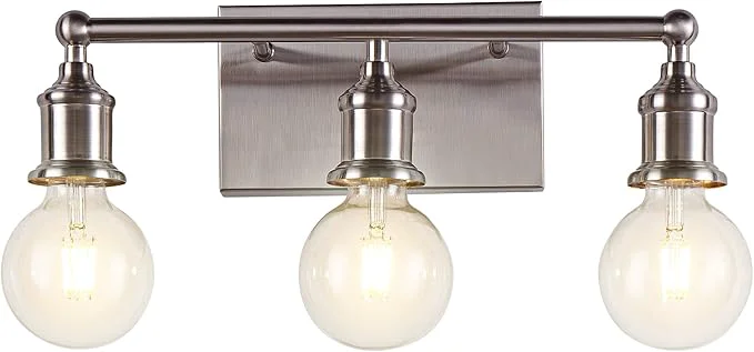 High-Quality 3-Light Vanity Light Fixture Modern Brushed Nickel Wall Sconce Light Fixture Traditional