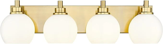 Excellent Bathroom Light Fixtures 4 Light Brushed Gold Vanity Light 26 Inch Modern Wall Long-Lasting