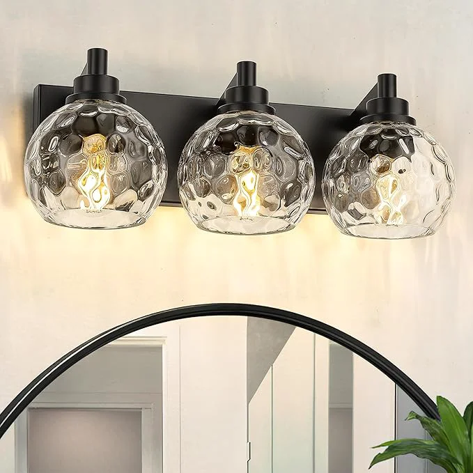 First-Class Bathroom Light Fixtures Over Mirror 3-Light Matte Black Vanity Light Functional