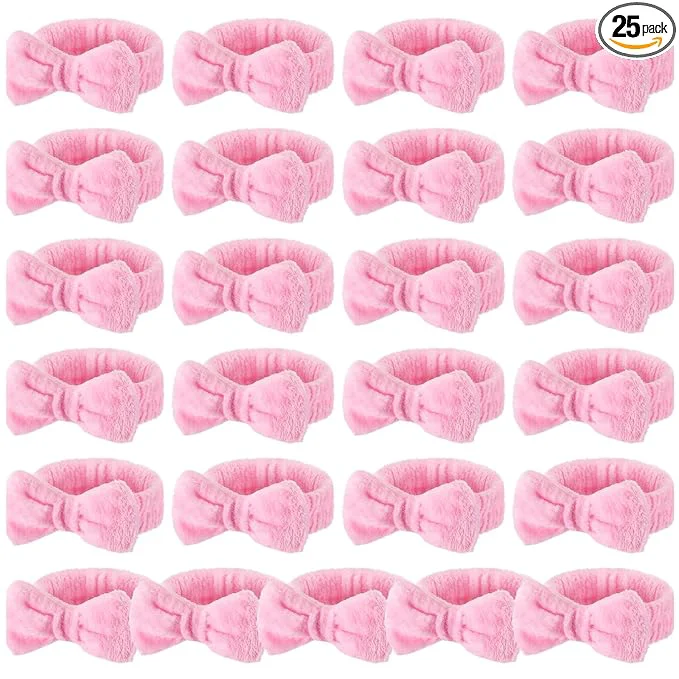 Consistent 25 Pcs Pink Spa Headband Bulk Pink Makeup Headbands High-Grade
