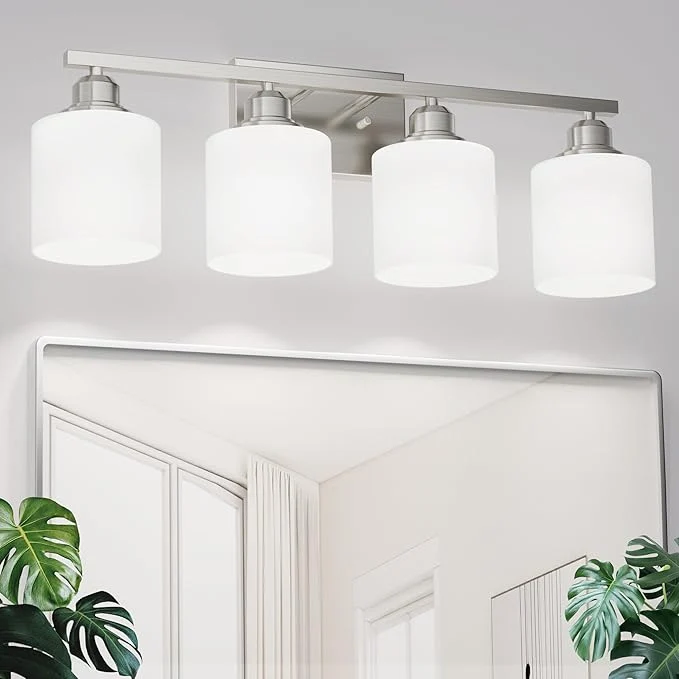 Certified Sailstar 4-Light Bathroom Light Fixtures Over Mirror Glass Shade Anti-Rust Fine Crafted