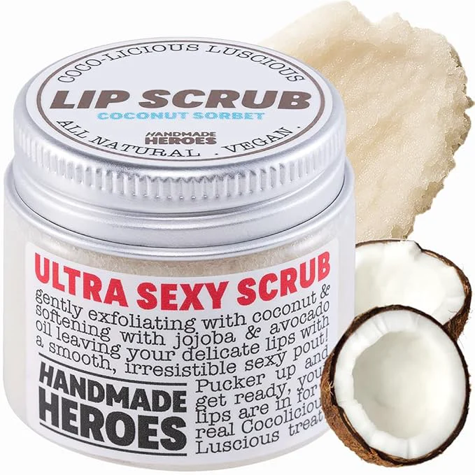 Exceptional Handmade Heroes Natural Lip Scrub Vegan Conditioning Coconut Exfoliator Top-Quality