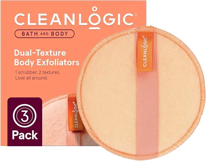 Excellent Cleanlogic Bath and Body Exfoliating Body Scrubber Dual-Texture Round Smooth