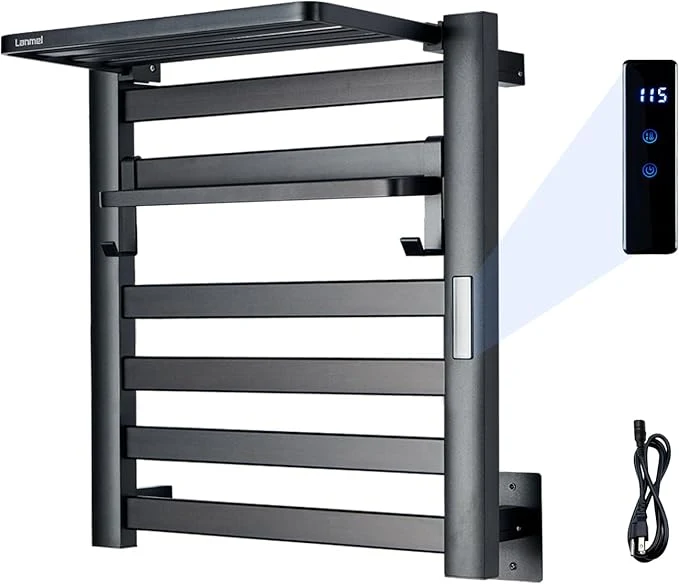 Practical LANMEL 2 in 1 Towel Warmer Rack Towel Rack Wall 6 Bars Electric Wall Mounted Detailed