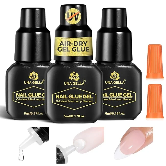 Contemporary UNA GELLA Gel Nail Glue for Press Ons 10s Fast Dry No U V Lamp Needed Glue Gel Soft