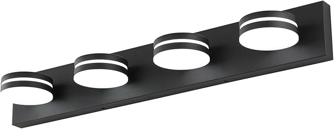 Recyclable 4-Light Bathroom Vanity Light Matte Black Bathroom Light Fixtures Over Mirror Sophisticated
