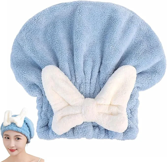 Refined Microfiber Hair Drying Cap Ultra Absorbent Hair Towel Wrap Turban Minimalist