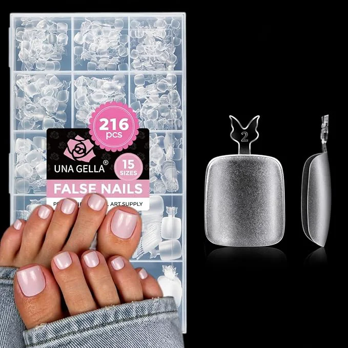 Recyclable UNA GELLA Toe Nail Tips Full Cover 15 Sizes Exclusive