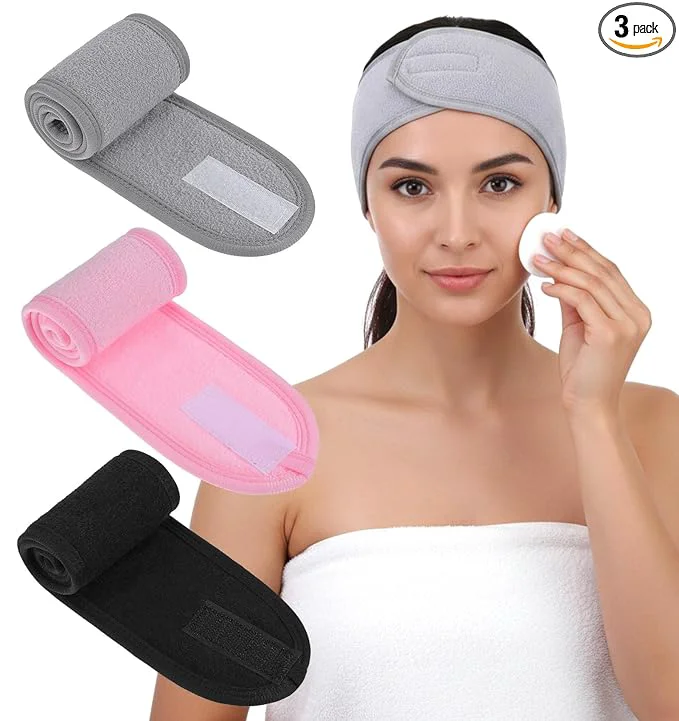 Certified 3 Pack Face Wash Headband Adjustable Spa Headbands Exclusive