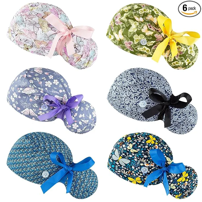 Healthy Scrub Caps Women Bouffant Scrub Hats Caps Nurses Adjustable Working Cap High-Quality