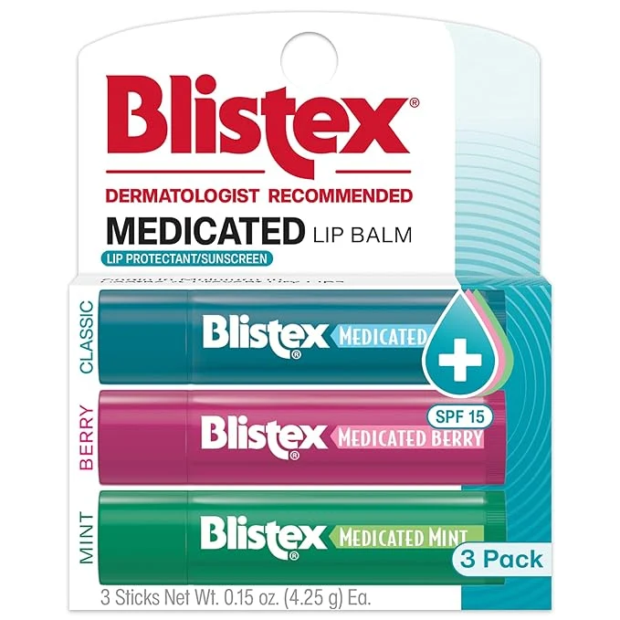 Smart Blistex Medicated Lip Balm 0.15 Oz Each Mint and Berry Flavor Soothes and Official