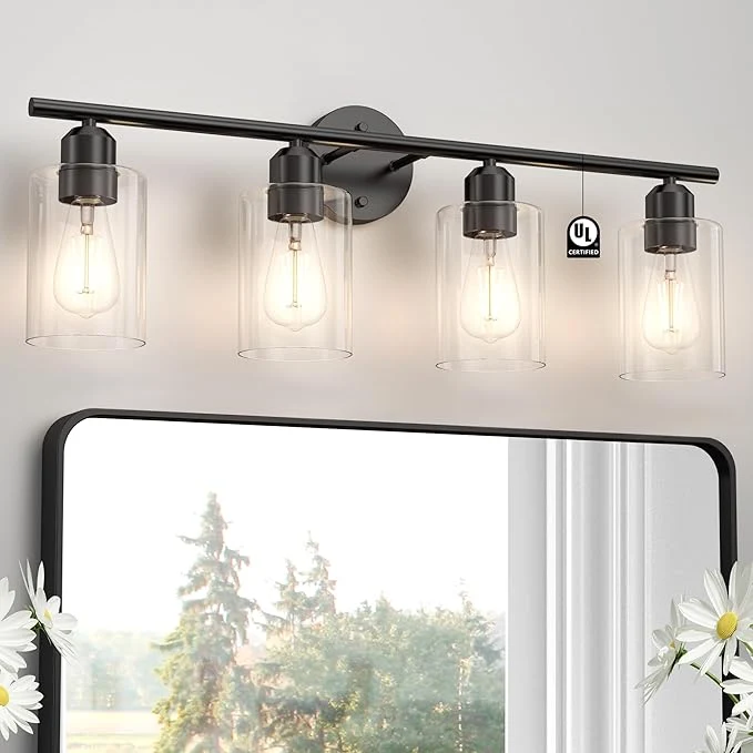 Original Espird 4 Light Bathroom Vanity Light Fixtures Black Rustic Farmhouse Vanity Professional