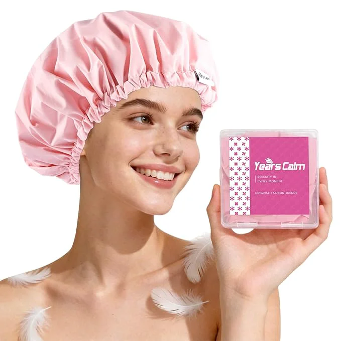 Stylish Years Calm Shower Cap for Women Waterproof Reusable – 27g Ultra Lightweight Dependable