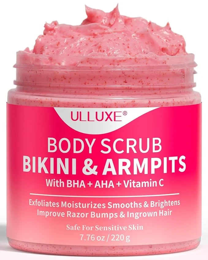 Certified Bikini Area Exfoliator with 10 AHAs BHA Vitamin C Exfoliating Body Scrub Durable