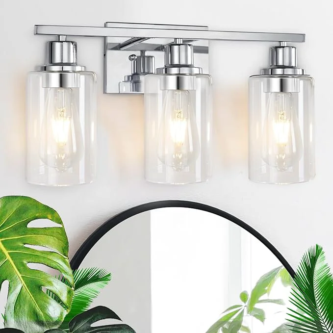 Verified 3 Light Vanity Light Fixtures Polished Chrome Bathroom Wall Sconces Modern Detailed