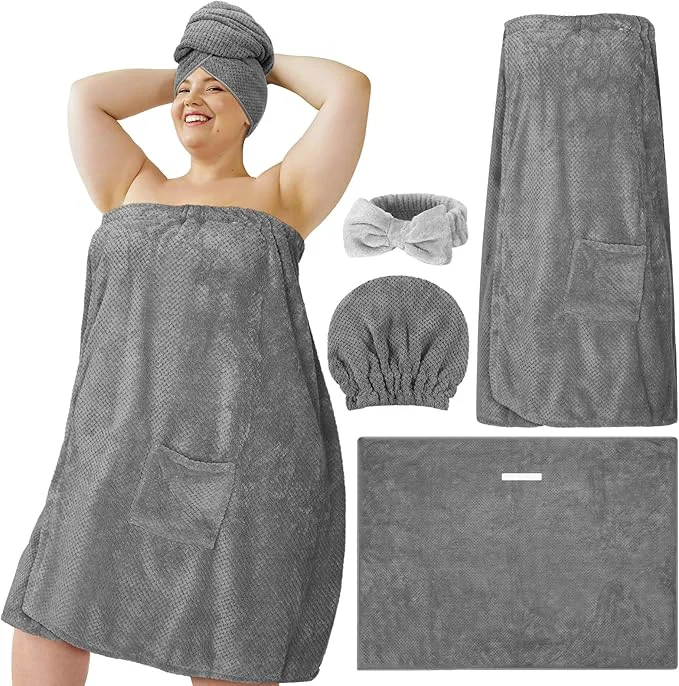Genuine Tigeen Plus Size Towel Wrap for Women Spa Robe Set Organic