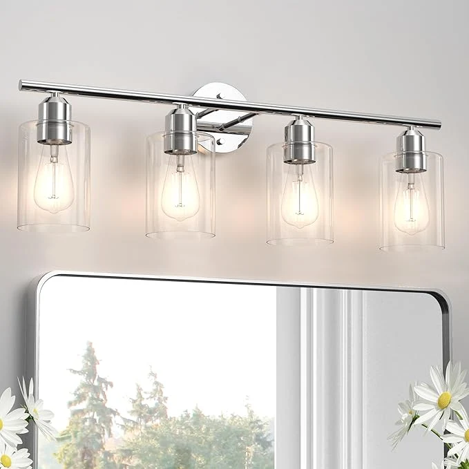 Artisan Espird Bathroom Vanity Light Fixtures Polished Chrome 4 Lights Rustic Quality
