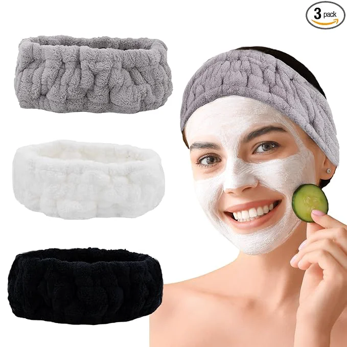 Specialty Microfiber Spa Headband 3-Pack Soft Terry Cloth Headband Superior