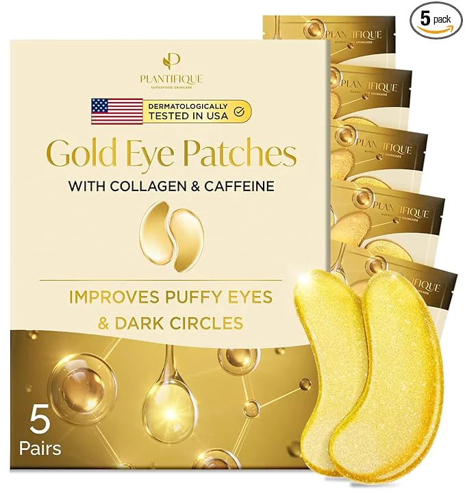 Powerful PLANTIFIQUE 24K Gold Under Eye Patches 5 Pairs Fine
