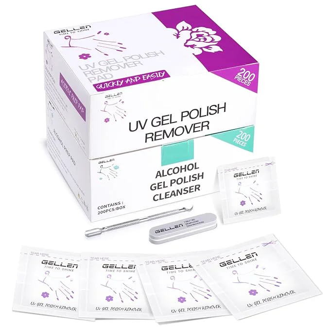 Smart Gellen 400 Pack Nail Cleanser Pads and Acetone Nail Polish Remover Pad Kit Excellent