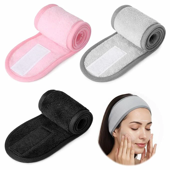 Innovative 3Pcs Facial Spa Headband Adjustable Face Wash Headscarf Enhanced