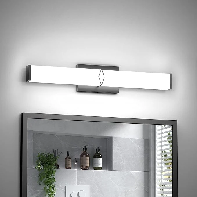 Smooth Modern Bathroom Light Fixtures 24inch Dimmable LED Bathroom Vanity Lights Over Breathable