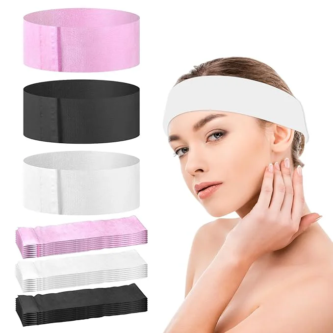 Refined 30Pcs Disposable Spa Facial Headbands Non-Woven Stretch Disposable Headbands Fast