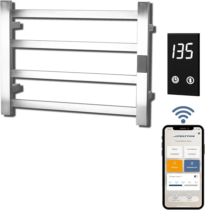 Official Topdattion Smart Wireless Electric Towel Warmer Blade Thin 4 Bar Design Pure