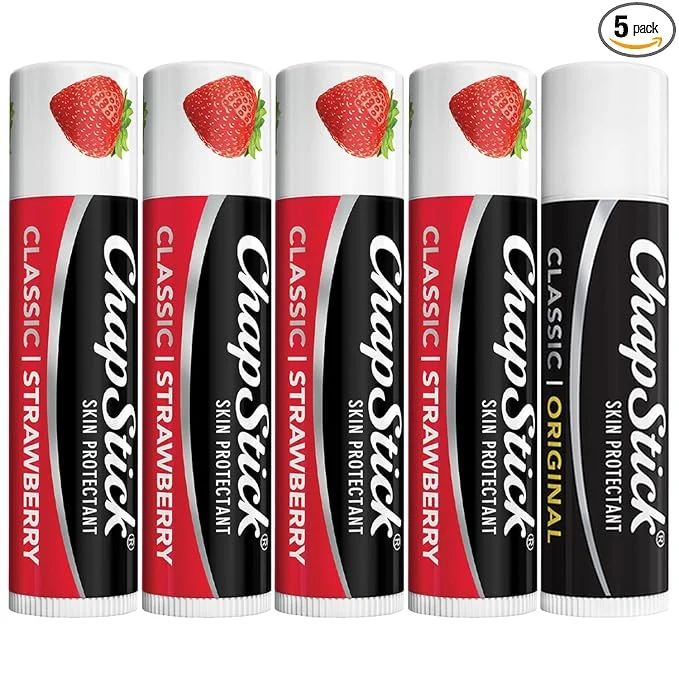 Trendy ChapStick Strawberry Lip Balm 4-Pack 1 Classic ChapStick Lip Easy-to-Use