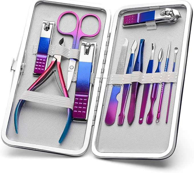 Professional CGBE 12Pcs Manicure Set Nail Clippers Pedicure Kit Men Women Grooming kit Exceptional