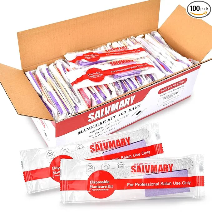 Efficient Professional Disposable Manicure Kit Basics 3 Piece Nail Kit Wood Nail File Luxury