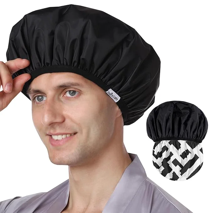 Organic Years calm Men Shower Cap Reusable Waterproof Dual-Layer Design Double-Sided Official