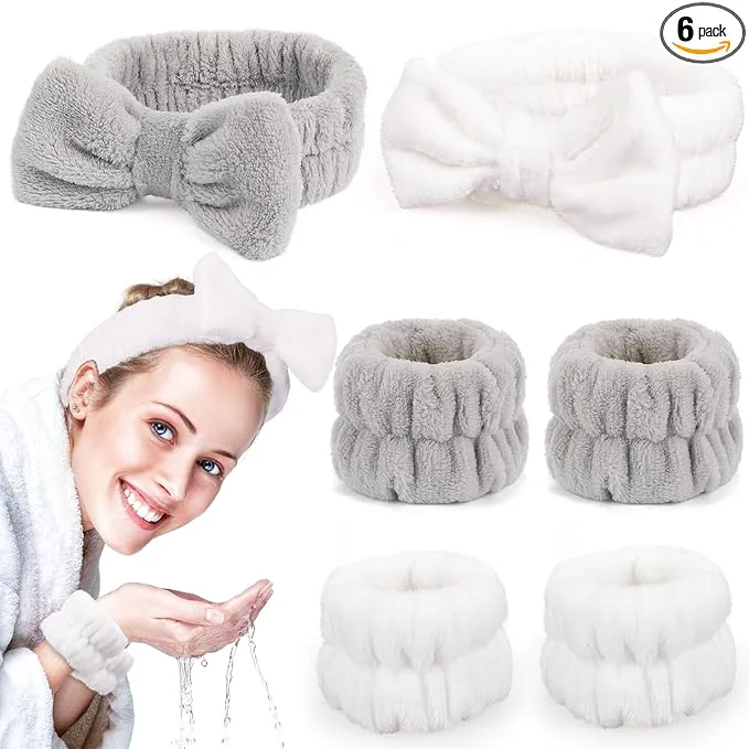 Refined Spa Headbands for Women with Wristband Set Facial Makeup Headbands for Girls Detailed