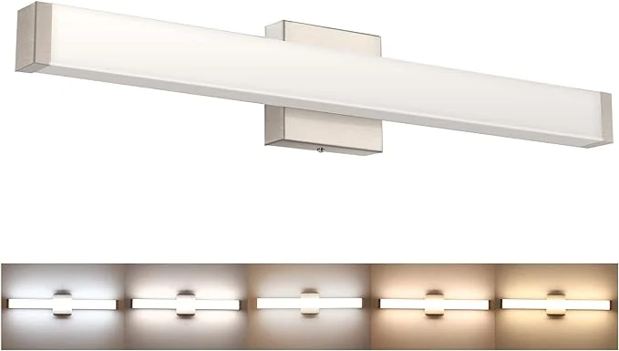 World-Class Bathroom Vanity Light Brushed Nickel Square LED 24 inch 14W 4000K Natural White Advanced
