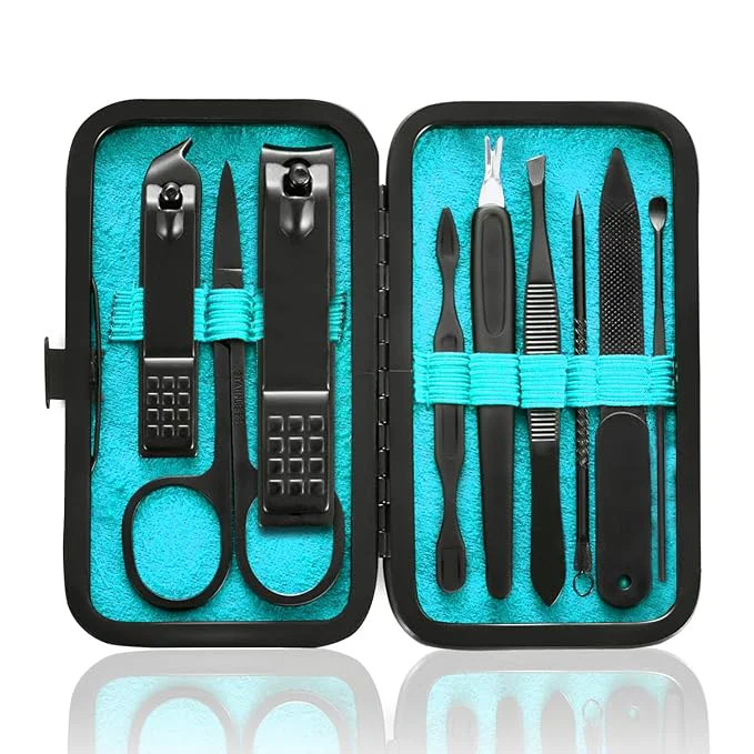 Relaxed HANTEKAS Manicure Set 9 in 1 Stainless Steel Nail Clippers Scissors Pedicure Sophisticated