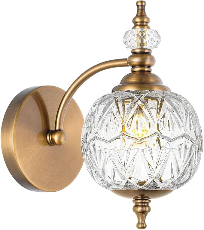 Professional Brushed Antique Brass Bathroom Wall Sconce Vintage Style Expertly Made
