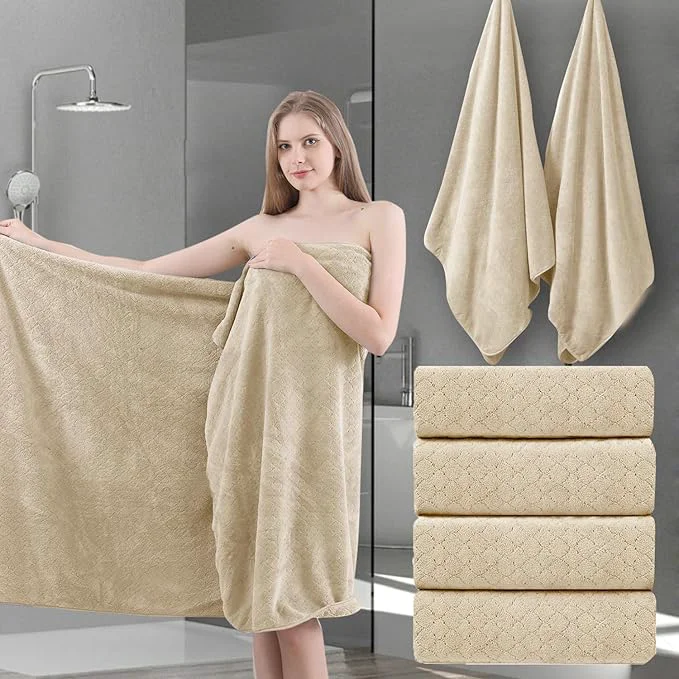 Breathable 4 Piece Extra Large Bath Towels Set 35×70 Inches Pure
