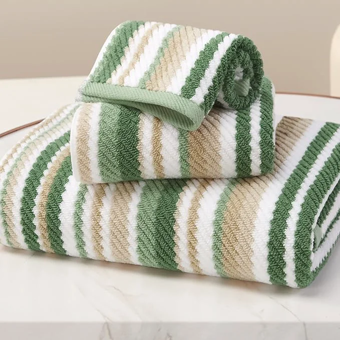 Exceptional Green Striped Towels World-Class