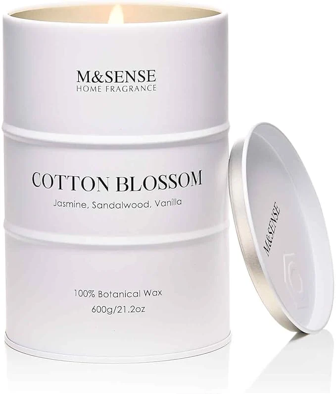 Responsible M SENSE Cotton Blossom Scented Candles Large Natural Soy Candles 21.2oz 120 Official