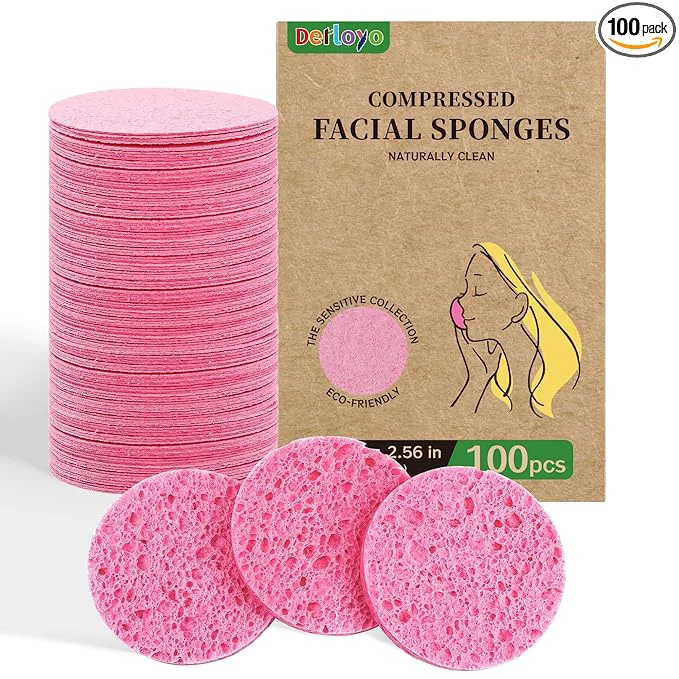 Elite 100-Count Compressed Facial Sponges Natural Cellulose Face Sponges Versatile